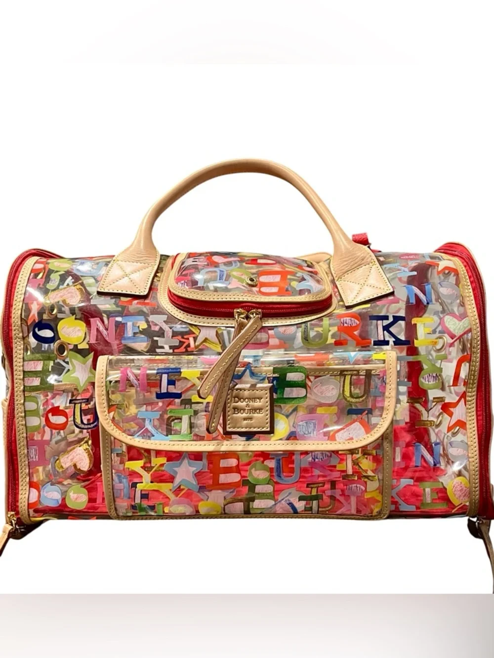 DOONEY & BOURKE Y2K MULTICOLOR PVC GRAFFITI ‘DOODLE’ DOG/PET CARRIER - 18 x 11
